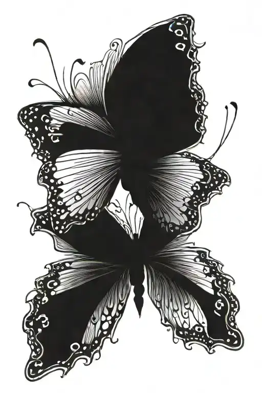 two butterflies. both folded like they are flying kind of staggered above each other with a heart in between tattoo design idea