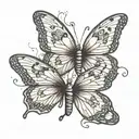 two butterflies. both floded like flying kind of staggered with a heart in between tattoo design idea