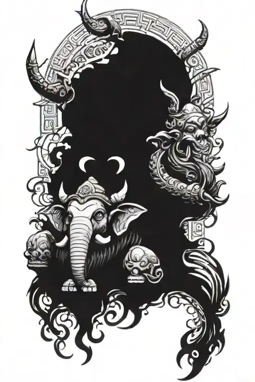 odin, promethius, set, ganesha tattoo design idea