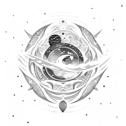 space themed tribal with stars and waves like the ocean tattoo design idea