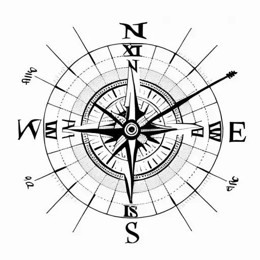  clock and a compass and a heart tattoo design idea