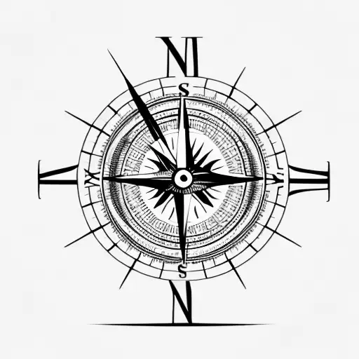 clock and a compass and a heart tattoo design idea