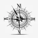  clock and a compass and a heart tattoo design idea