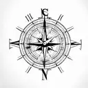  clock and a compass and a heart tattoo design idea