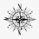  clock and a compass and a heart tattoo design idea