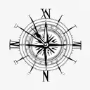  clock and a compass and a heart tattoo design idea
