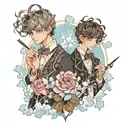 two boys in lolita fashion covered in ice tattoo design idea
