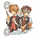two boys in lolita fashion covered in ice tattoo design idea