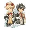 two boys in lolita fashion covered in ice tattoo design idea