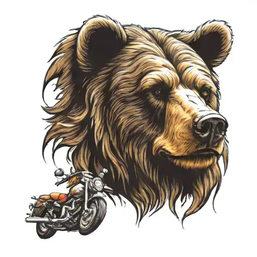bear with mustache wearing harley davidson tattoo design idea