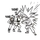 A dynamic scene featuring Naruto, Goku, and Meliodas teaming up in an epic battle tattoo design idea