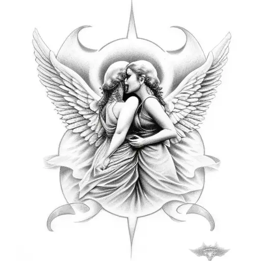 angel and devil tattoo design idea