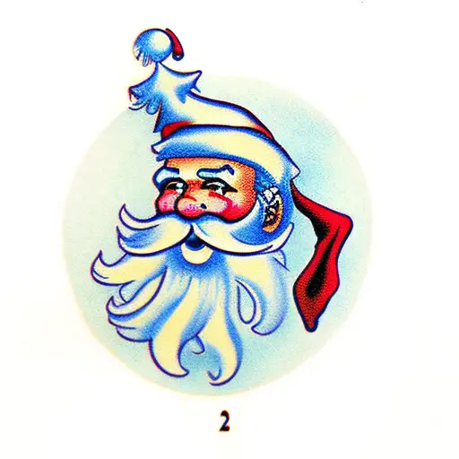 santa with number 25 tattoo design idea