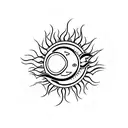 A minimalist tattoo of a running track with the sun and moon placed at the starting and finishing lines, symbolizing the journey towards health and balance tattoo design idea