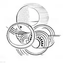 A minimalist tattoo of a running track with the sun and moon placed at the starting and finishing lines, symbolizing the journey towards health and balance tattoo design idea