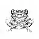 Frog holding Sword and Shield tattoo design idea