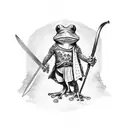 Frog holding Sword and Shield tattoo design idea