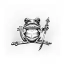 Frog holding Sword and Shield tattoo design idea