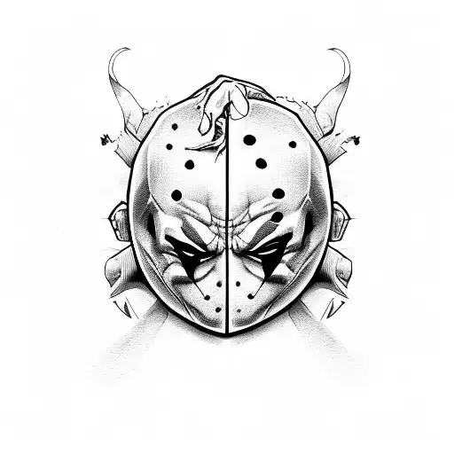 Joker and Deadpool face mash up tattoo design idea