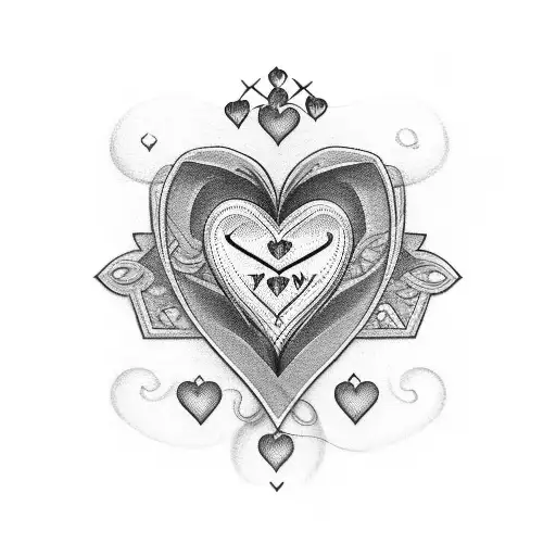 Hearts with initials tattoo design idea