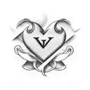 Hearts with initials tattoo design idea