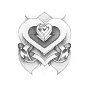 Hearts with initials tattoo design idea