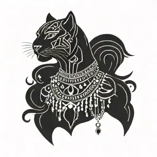 black panther with Egyptian jewellery and symbols of hip hop culture  tattoo design idea