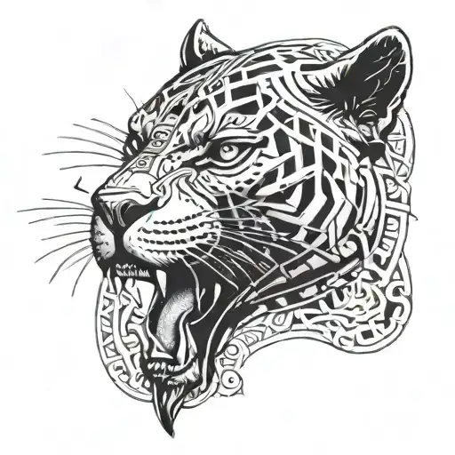 black panther with Egyptian jewellery and symbols of hip hop culture  tattoo design idea