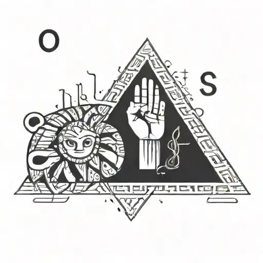 An abstract representation of the Black Lives Matter movement intertwined with Egyptian hieroglyphics tattoo design idea