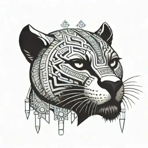 black panther with Egyptian jewellery and symbols of hip hop culture  tattoo design idea