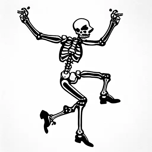 Drinking drunken skeletons dancing Cossack tattoo design idea
