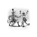 Drinking drunken skeletons dancing Cossack tattoo design idea