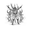 Drinking drunken skeletons dancing Cossack tattoo design idea