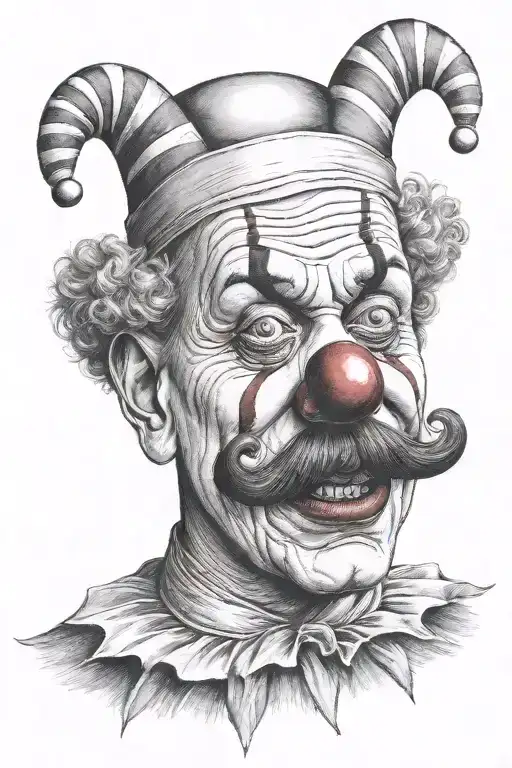 sad clown face tattoo design idea