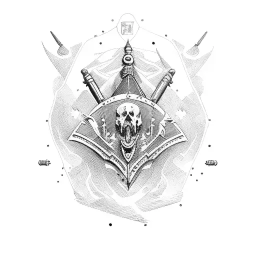 captain ship pistol compas  tattoo design idea