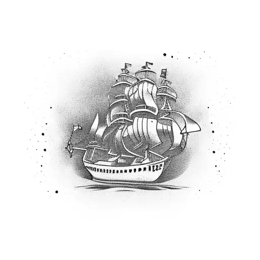 captain ship pistol compas  tattoo design idea