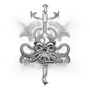 captain ship Kraken pistol compas  tattoo design idea