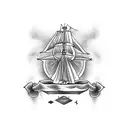 captain ship pistol compas  tattoo design idea