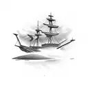 captain ship pistol compas  tattoo design idea