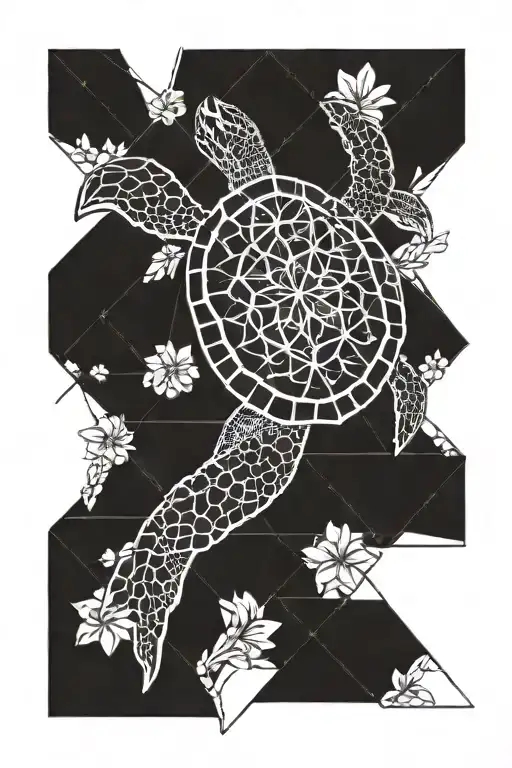 sea turtle with the flower of life on it's back tattoo tattoo design idea
