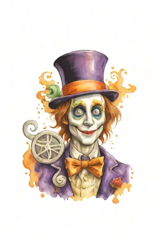 Willy wonka inspired with nightmare before Christmas tattoo design idea