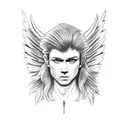 angel with mullet tattoo design idea