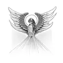 angel with mullet tattoo design idea