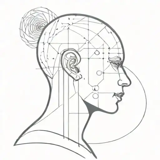A central eye, symbolizing vision and perception, with a pupil reflecting a brain controlled like a mannequin, represent tattoo design idea