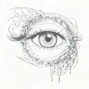 Image a central eye, symbolizing vision and perception, with a pupil reflecting a brain controlled like a mannequin, rep tattoo design idea