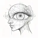 Image a central eye, symbolizing vision and perception, with a pupil reflecting a brain controlled like a mannequin, rep tattoo design idea