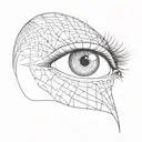 Image a central eye, symbolizing vision and perception, with a pupil reflecting a brain controlled like a mannequin, rep tattoo design idea