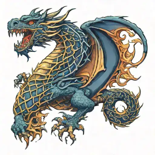  Dragon: Starting from the stomach, with its head placed at the center of the chest. Navy Ship: Positioned at the lower  tattoo design idea