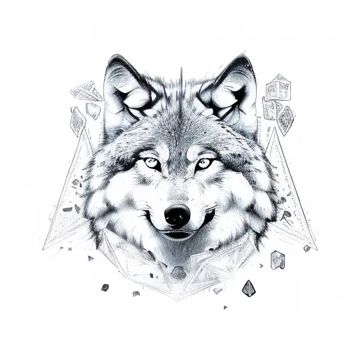Wolf and dice tattoo design idea