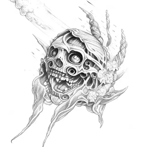 Campanula flower around an attack on titan sword tattoo design idea